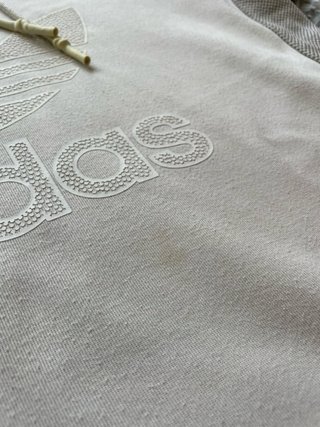 Adidas Originals Short Sleeve Hoodie Beige Y2K