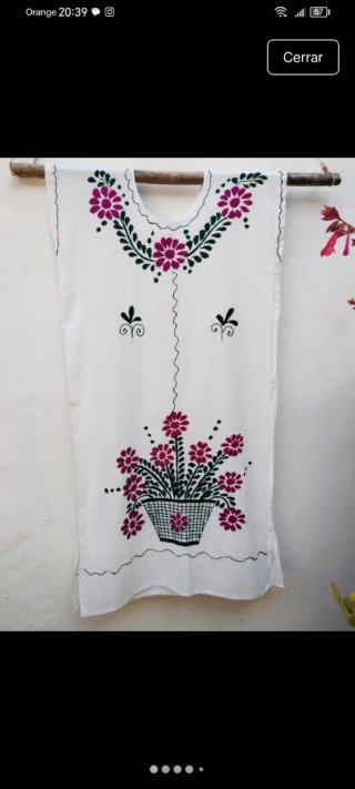 Vestido mexicano bordado a mano vintage