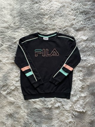 Fila Sweatshirt Black Pastel Stripe | Y2K Retro