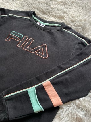 Fila Sweatshirt Black Pastel Stripe | Y2K Retro