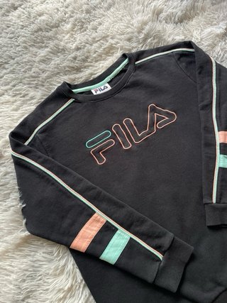 Fila Sweatshirt Black Pastel Stripe | Y2K Retro