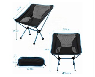 Silla Plegable Camping Azul y Gris