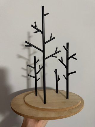 Joyero árbol ramas negro y madera