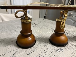 Lámpara vintage 3 focos madera y metal