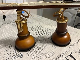 Lámpara vintage 3 focos madera y metal
