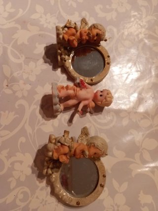 Figuritas de ángeles con espejo