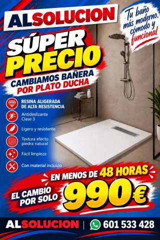 Albañilería cambio de bañera por platos de ducha