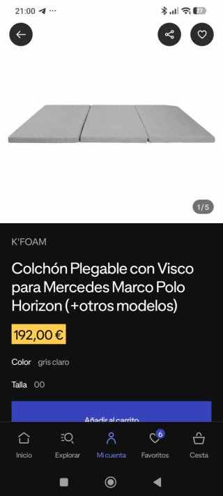 Colchón Plegable Visco Mercedes Marco Polo