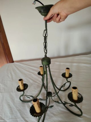 Lámpara colgante metal hojas olivo