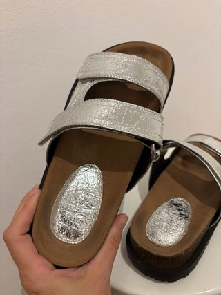 Sandalias de piel Plateadas de Zara