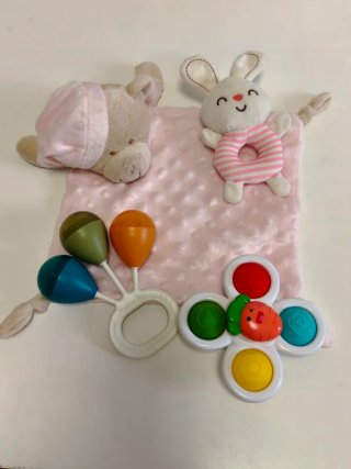 Lote juguetes bebé: dudu, spinner, sonajeros