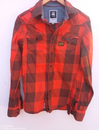 Camisa G-Star RAW de cuadros roja y marrón