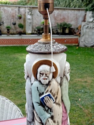 Lámpara Mesa Manises Vintage Evangelistas Cerámica