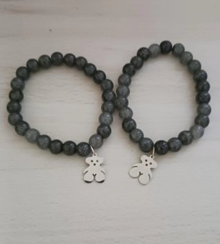 Pulseras Acero y Piedras con osito