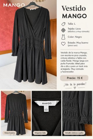 Vestido Negro Mango Talla L