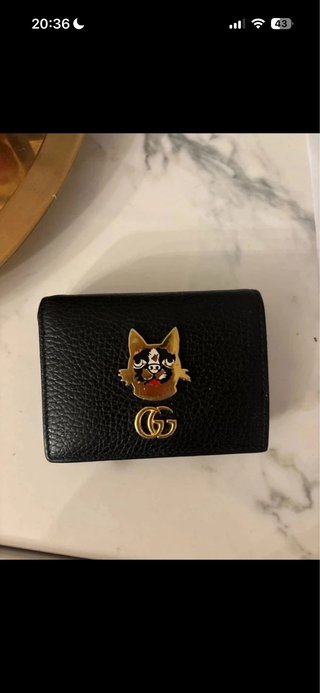 Portafoglio Gucci nero con cagnolino