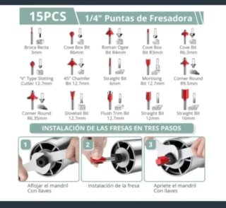 Fresadora Grabadora Estuche 15 Fresas Madera