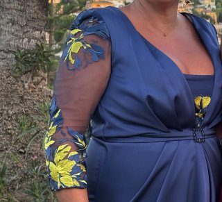 Vestido fiesta azul/amarillo elegante,madrina,invi