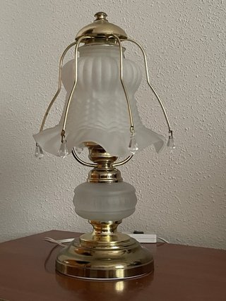 Lámpara Vintage de Laitón y Vidrio