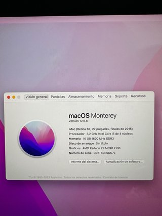 iMac 27” Retina 5K 2015 · 16GB RAM · SSD 480GB · T