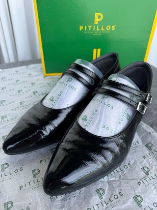 Zapatos Pitillos Piel Charol Negro Talla 37