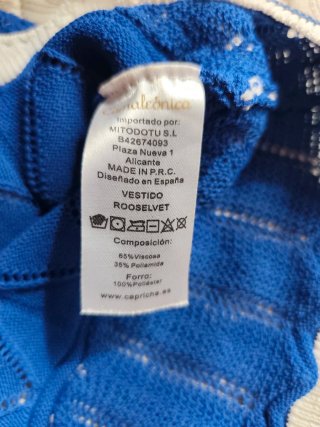 Vestido Tricot Azul y Blanco Camaleónica