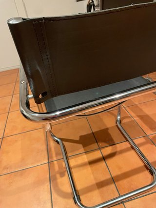 Sillón Bauhaus cuero y metal cromado