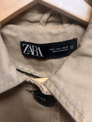 Chaqueta Zara Safari Beige Pedrería Talla L