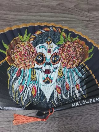 Abanico Pintado a Mano - Diseño Catrina, exclusivo