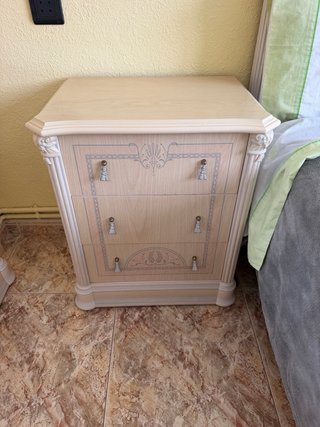 2 Mesitas Cajoneras Madera Beige