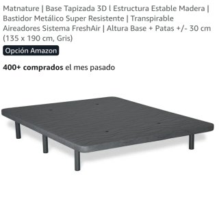 Base Tapizada Matnature 135x190 Gris