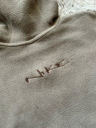 Nike Half Zip Fleece Hoodie Beige Khaki Swoosh S