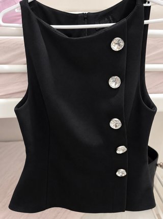 Top Zara Negro con Diamantes