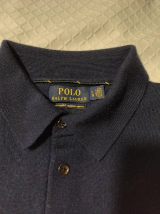 Polo manga larga lana azul L