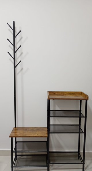 Mueble recibidor industrial perchero y zapatero