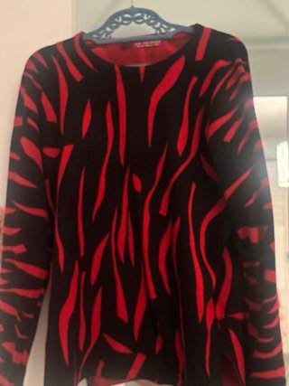 Jersey Lana y Cachemira Negro/Rojo Talla L
