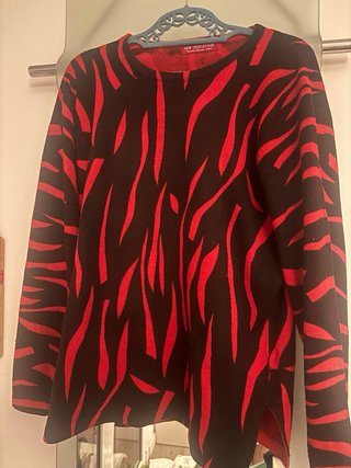 Jersey Lana y Cachemira Negro/Rojo Talla L