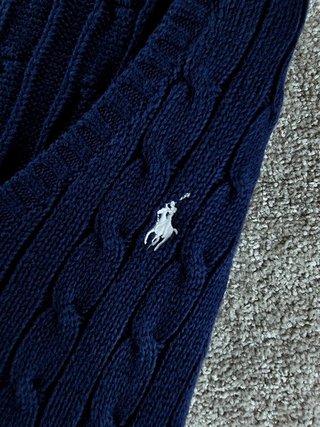Sweater Cable Knit Polo Ralph Lauren Women M Blue