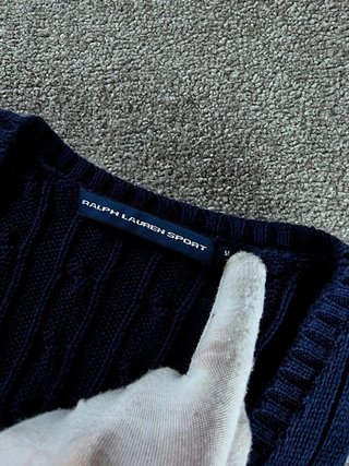 Sweater Cable Knit Polo Ralph Lauren Women M Blue