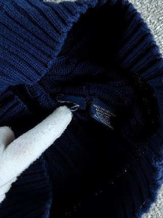 Sweater Cable Knit Polo Ralph Lauren Women M Blue