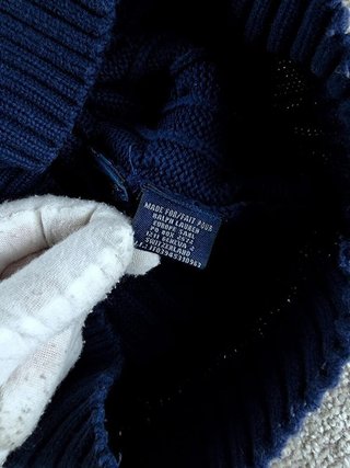 Sweater Cable Knit Polo Ralph Lauren Women M Blue
