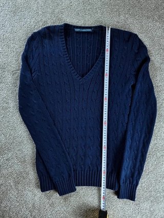 Sweater Cable Knit Polo Ralph Lauren Women M Blue