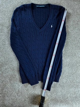 Sweater Cable Knit Polo Ralph Lauren Women M Blue