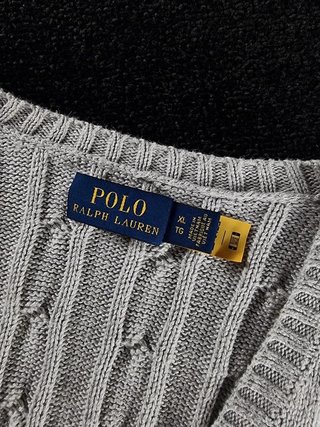 Sweater Cable Knit Polo Ralph Lauren Women XL Grey