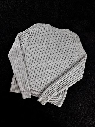 Sweater Cable Knit Polo Ralph Lauren Women XL Grey