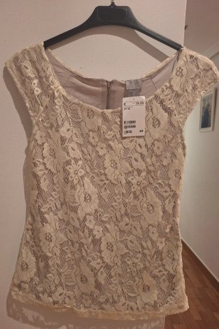 Top encaje H&M beige talla XS/34/6