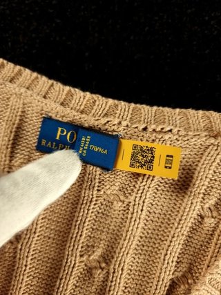 Sweater Cable Knit Polo Ralph Lauren Women L Beige