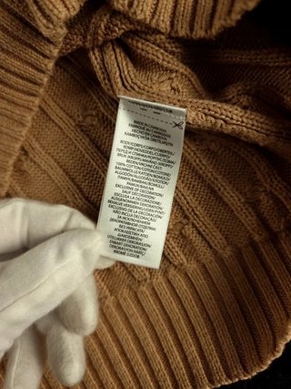 Sweater Cable Knit Polo Ralph Lauren Women L Beige