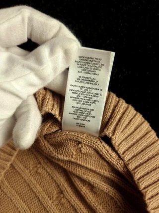 Sweater Cable Knit Polo Ralph Lauren Women L Beige