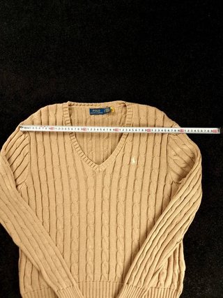 Sweater Cable Knit Polo Ralph Lauren Women L Beige